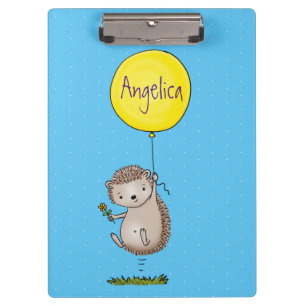 Cute hedgehog and balloon cartoon pattern clipboard