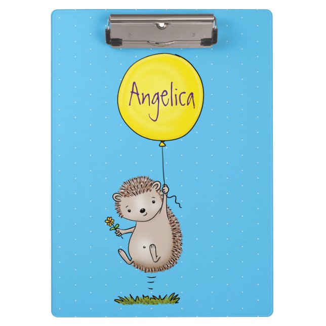 Cute hedgehog and balloon cartoon pattern clipboard (Front)