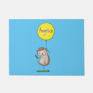 Cute hedgehog and balloon cartoon pattern doormat