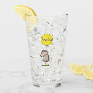 Cute hedgehog and balloon cartoon pattern glass