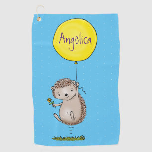 Cute hedgehog and balloon cartoon pattern golf towel