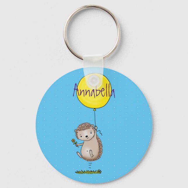 Cute hedgehog and balloon cartoon pattern key ring (Front)