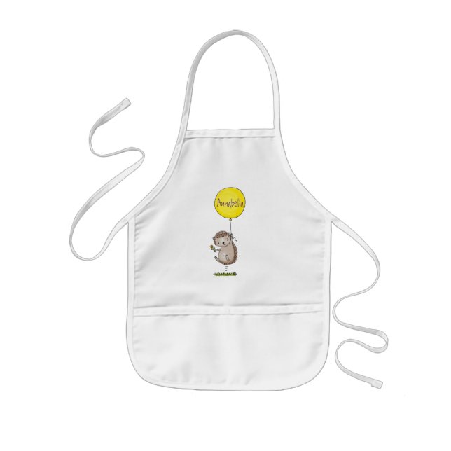 Cute hedgehog and balloon cartoon pattern kids apron (Front)