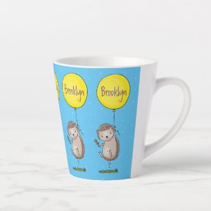 Cute hedgehog and balloon cartoon pattern latte mug