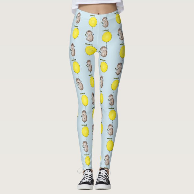 Cute hedgehog and balloon cartoon pattern leggings (Front)