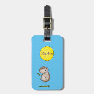 Cute hedgehog and balloon cartoon pattern luggage tag