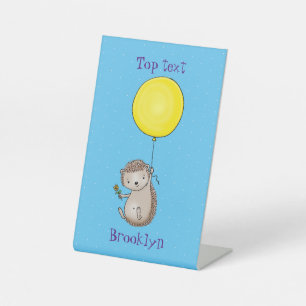 Cute hedgehog and balloon cartoon pattern pedestal sign