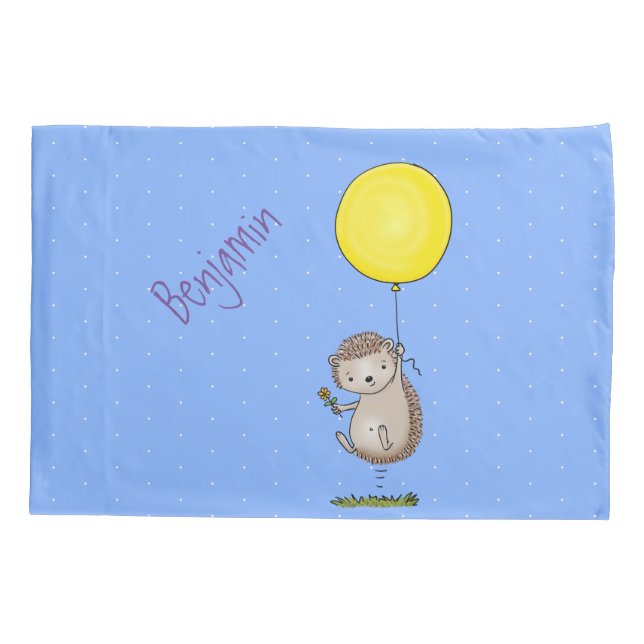 Cute hedgehog and balloon cartoon pattern pillowcase (Back)