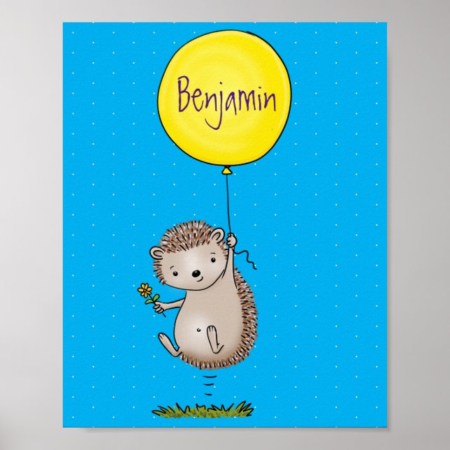 Cute hedgehog and balloon cartoon pattern poster (Front)