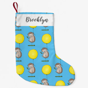 Cute hedgehog and balloon cartoon pattern small christmas stocking
