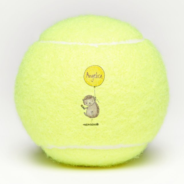 Cute hedgehog and balloon cartoon pattern tennis balls (Front)