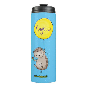 Cute hedgehog and balloon cartoon pattern thermal tumbler