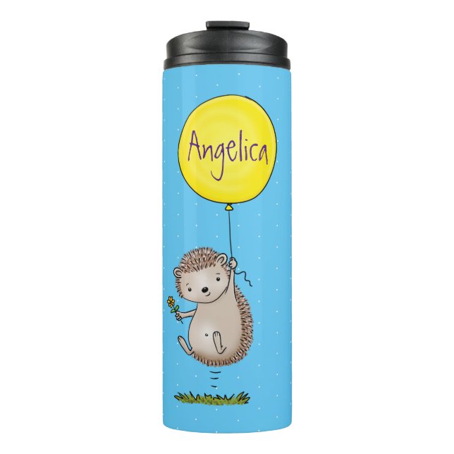 Cute hedgehog and balloon cartoon pattern thermal tumbler (Front)