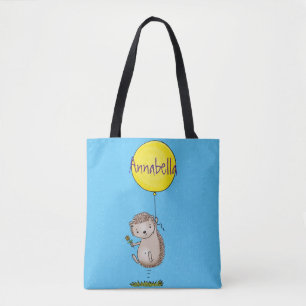 Cute hedgehog and balloon cartoon pattern tote bag