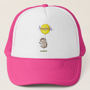 Cute hedgehog and balloon cartoon pattern trucker hat