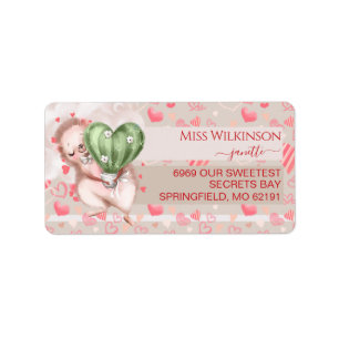 Cute hedgehog and cactus Valentine theme custom Label