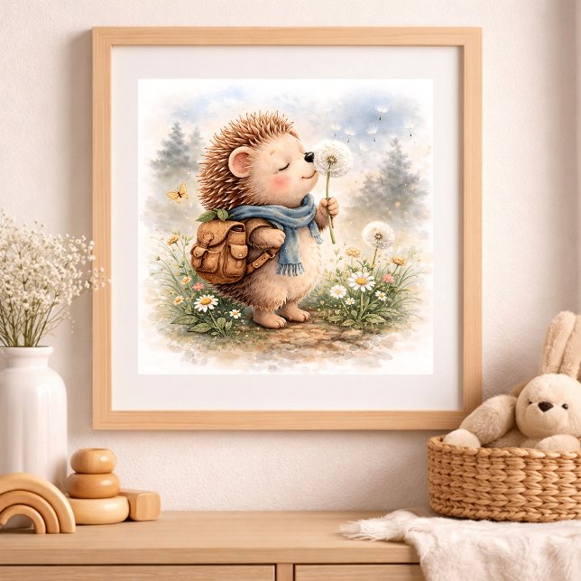Cute Hedgehog And Dandellion Kids  Poster (Creator Uploaded)