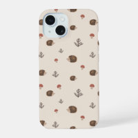 Cute Hedgehog and Mushrooms Forest Pattern