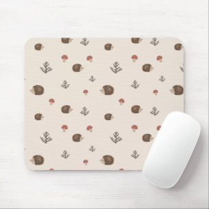 Cute Hedgehog and Mushrooms Forest Pattern Mouse Mat
