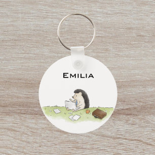 Cute Hedgehog Animal with Computer Colour Key Ring