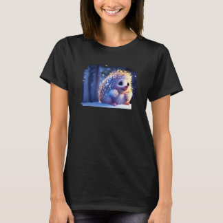 Cute Hedgehog Animated Winter Snow Animal T-Shirt