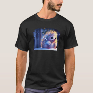Cute Hedgehog Animated Winter Snow Animal T-Shirt