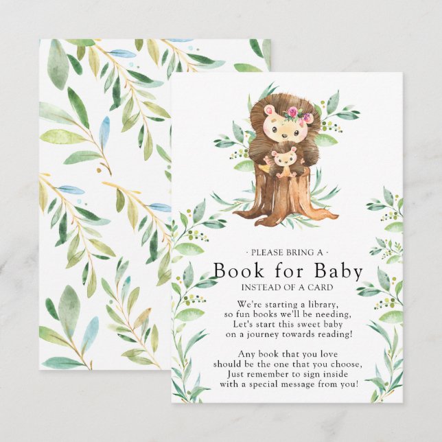 Cute Hedgehog Baby Shower Book for Baby Card (Front/Back)