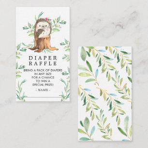Cute Hedgehog Baby Shower Diaper Raffle Ticket Enclosure Card