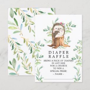 Cute Hedgehog Baby Shower Diaper Raffle Ticket Enclosure Card