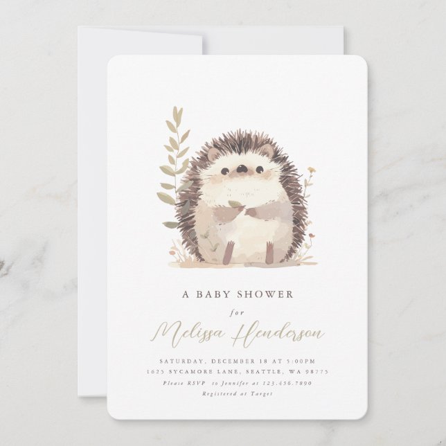 Cute Hedgehog Baby Shower Invitation (Front)