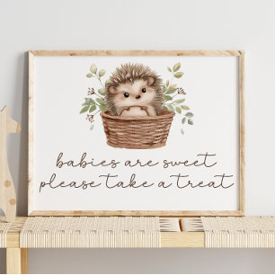 Cute Hedgehog Baby Shower Sweet Favour Sign