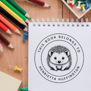 Cute Hedgehog Baby This Book Belongs To Kid's Name Self-inking Stamp