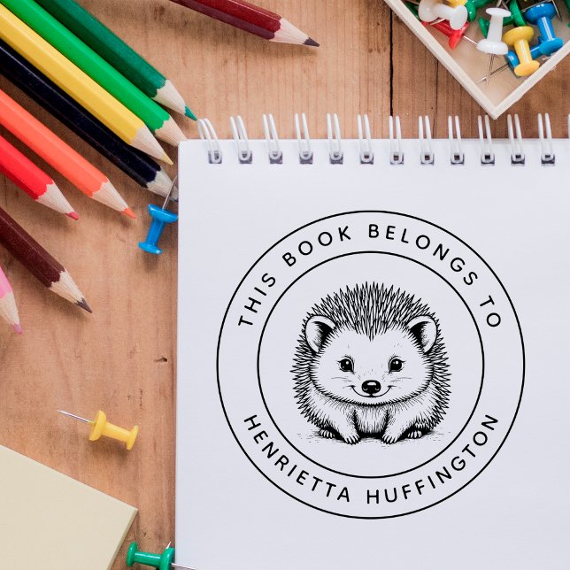 Cute Hedgehog Baby This Book Belongs To Kid's Name Self-inking Stamp (Creator Uploaded)