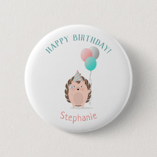 Cute Hedgehog Birthday 6 Cm Round Badge