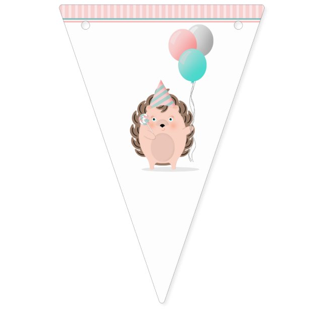Cute Hedgehog Birthday Bunting (First Flag)