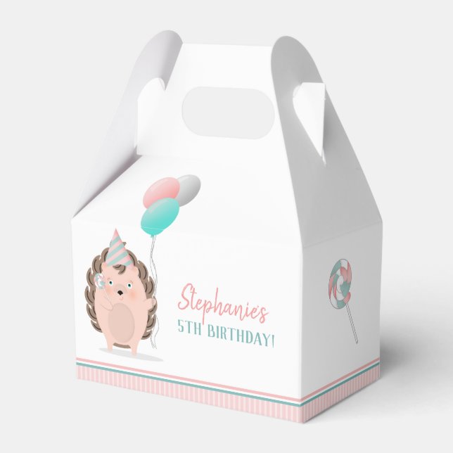 Cute Hedgehog Birthday Favour Box (Front Side)