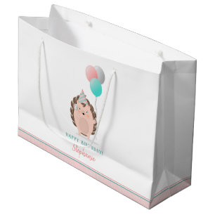 Cute Hedgehog Birthday Large Gift Bag