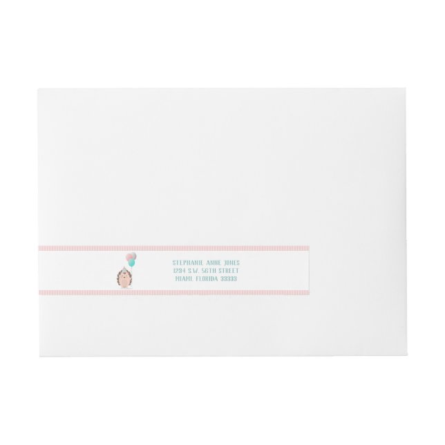 Cute Hedgehog Birthday Wraparound Address Label (Front)