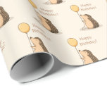 Cute Hedgehog Birthday Wrapping Paper Porcupine<br><div class="desc">This cute little Igele hedgehoge or porcupine with a balloon gift wrapis perfect for wrappingi birthday gifts.</div>