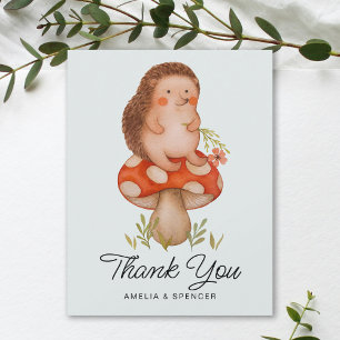 Cute Hedgehog Blue  Baby Shower Thank You Card