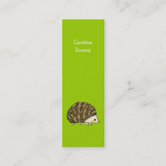 Cute hedgehog bookmark mini business card (Front)