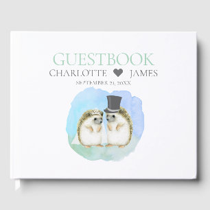Cute Hedgehog Bride Groom Couple Wedding Guest Book