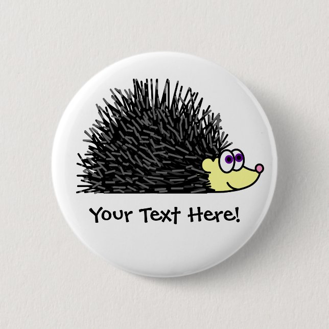 Cute Hedgehog Button - Customisable! (Front)