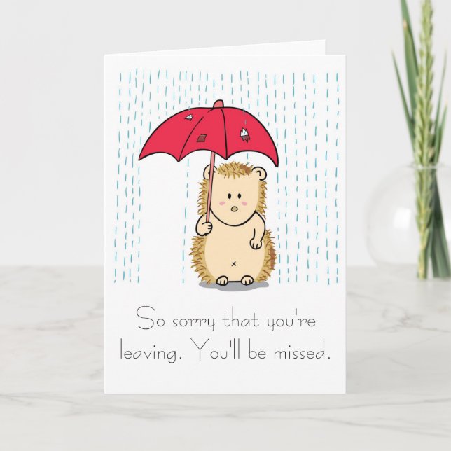 Cute hedgehog Cartoon Farewell Card (Front)