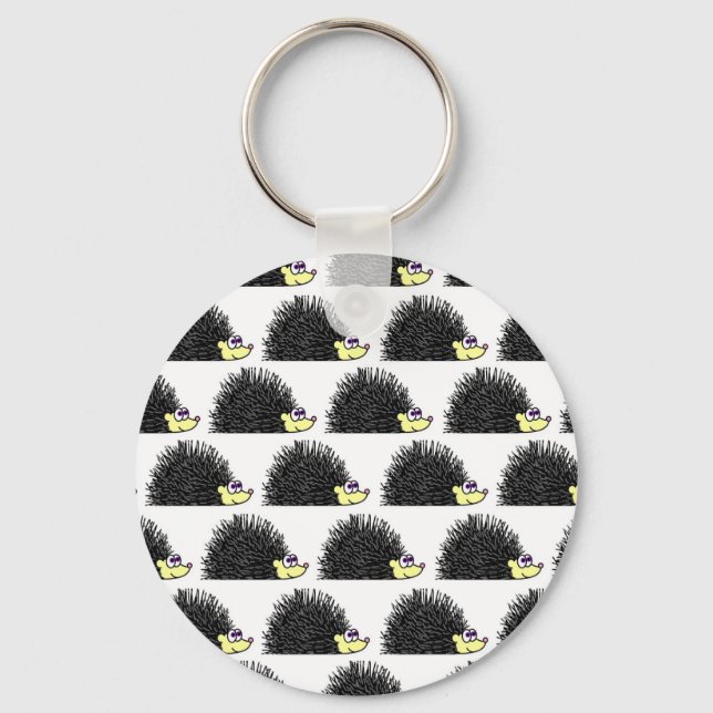 Cute Hedgehog Cartoon Pattern Key Ring (Front)