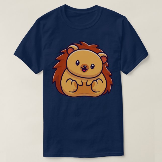Cute Hedgehog Cartoon T-Shirt (Design Front)