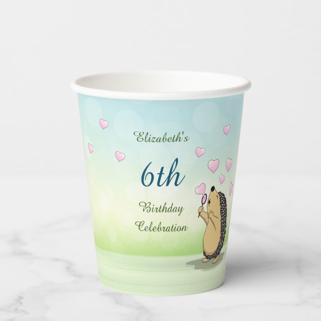 Cute Hedgehog Cherry Blossom Paper Cups (Back)