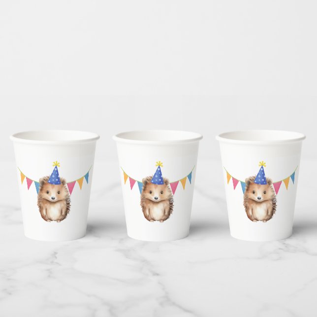 Cute Hedgehog child's birthday party  Paper Cups (Multi)
