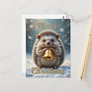 Cute Hedgehog Christmas Cozy Winter Holiday Postcard