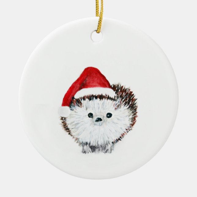 Cute hedgehog Christmas ornament (Front)